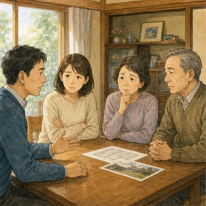 不動産会社との相談から引き渡しまでの流れを確認する場面のイメージ